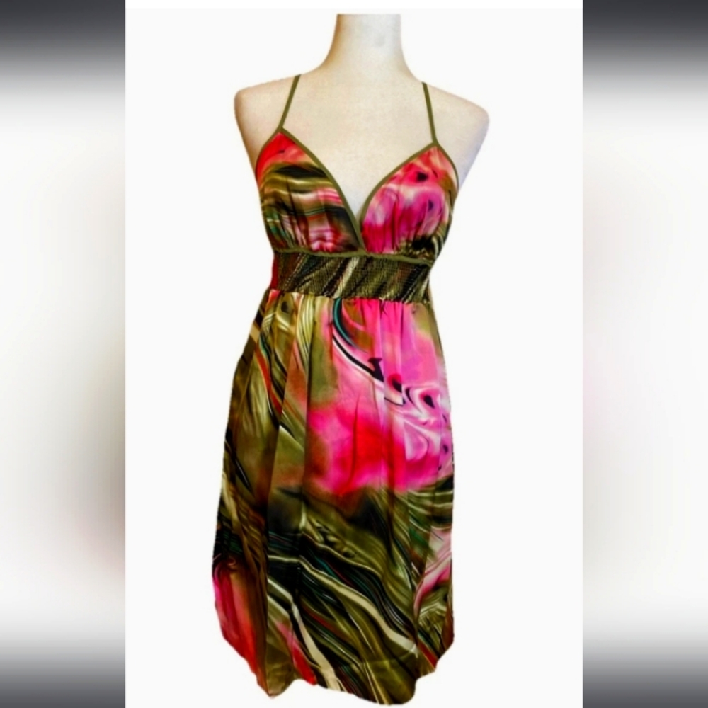 BCBG Max Azria NWT Pink and Green Halter Dress